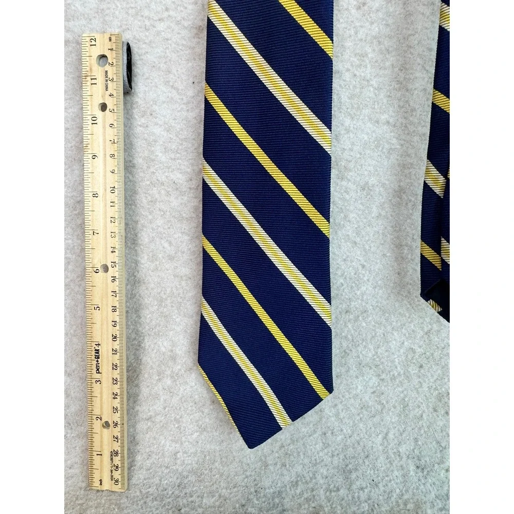 Brooks Brothers Masters Silk Striped Necktie Navy Yellow‎ Formal Business